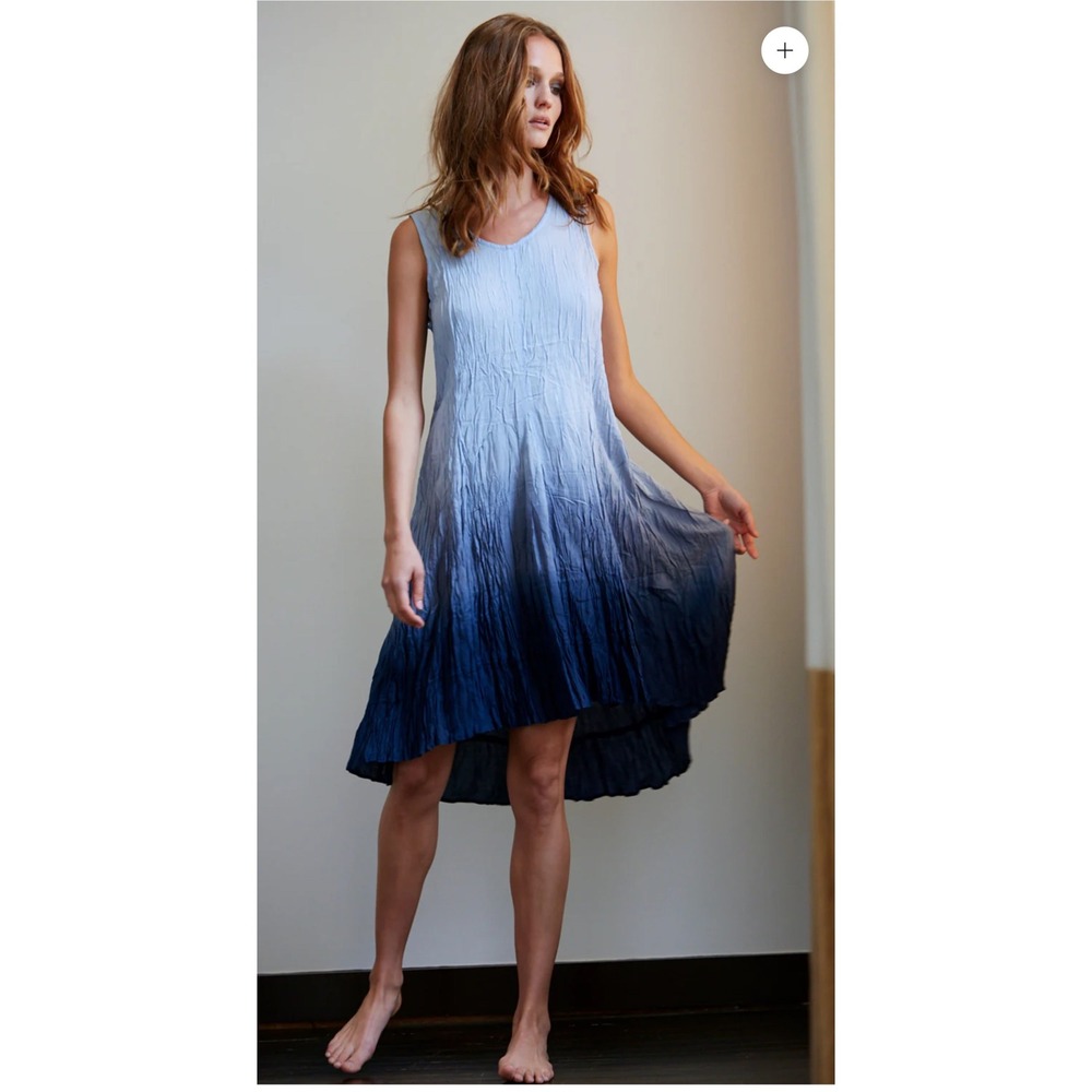 Cino Dip Dye Indigo dress Large high-low swing tank blue purple